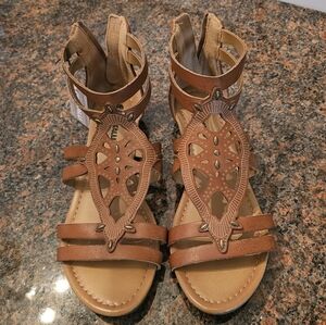 Brown Studded Gladiator Sandals